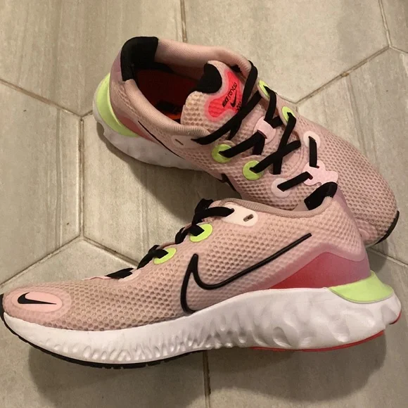 Nike Renew Women's Running Shoes - Pink and Neon Green Yellow - Picture 5 of 12